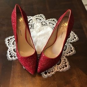👠Nine West Red Sparkle Heels 👠